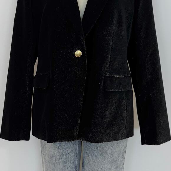 J. Crew Collection Helena Black Metallic Corduroy Jacket Blazer 14 NWT - Picture 6 of 15
